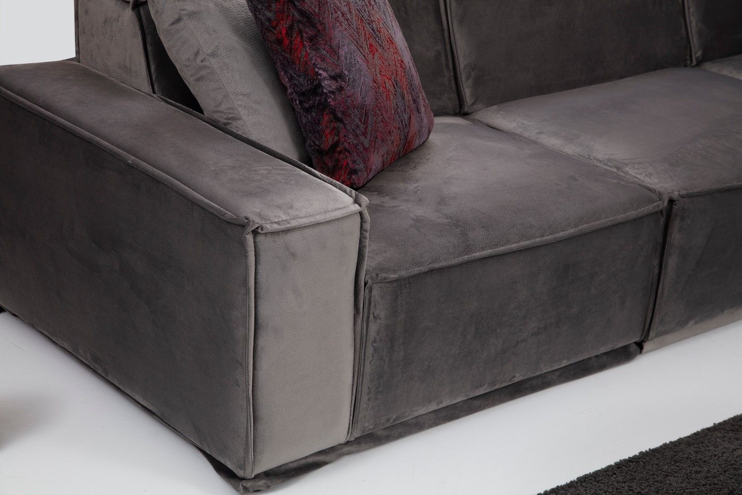 Sofa Lego 2-Sitzer Grau Mikrofaser Samtvelours Sofa Lego 2-Sitzer Grau Mikrofaser Samtvelours