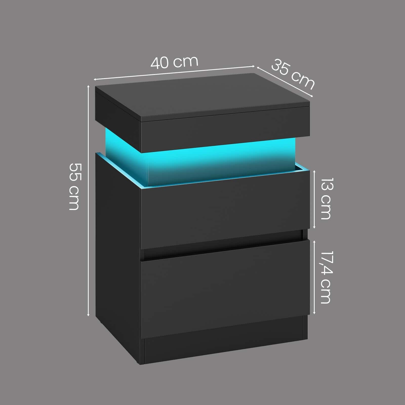 Beistelltisch mit Ladestation, 2er Set, Nachttisch mit Beleuchtung Beistelltisch mit Ladestation, 2er Set, Nachttisch mit Beleuchtung