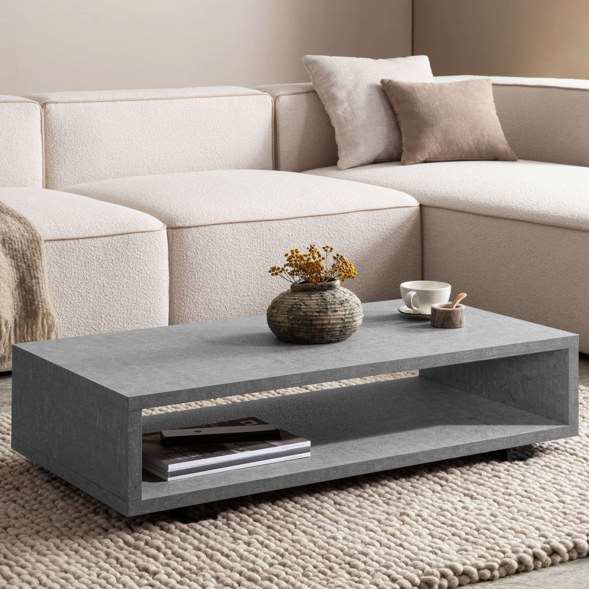 Couchtisch 100x50x25 cm Grau Sofatisch in Beton-Optik Modern Couchtisch 100x50x25 cm Grau Sofatisch in Beton-Optik Modern