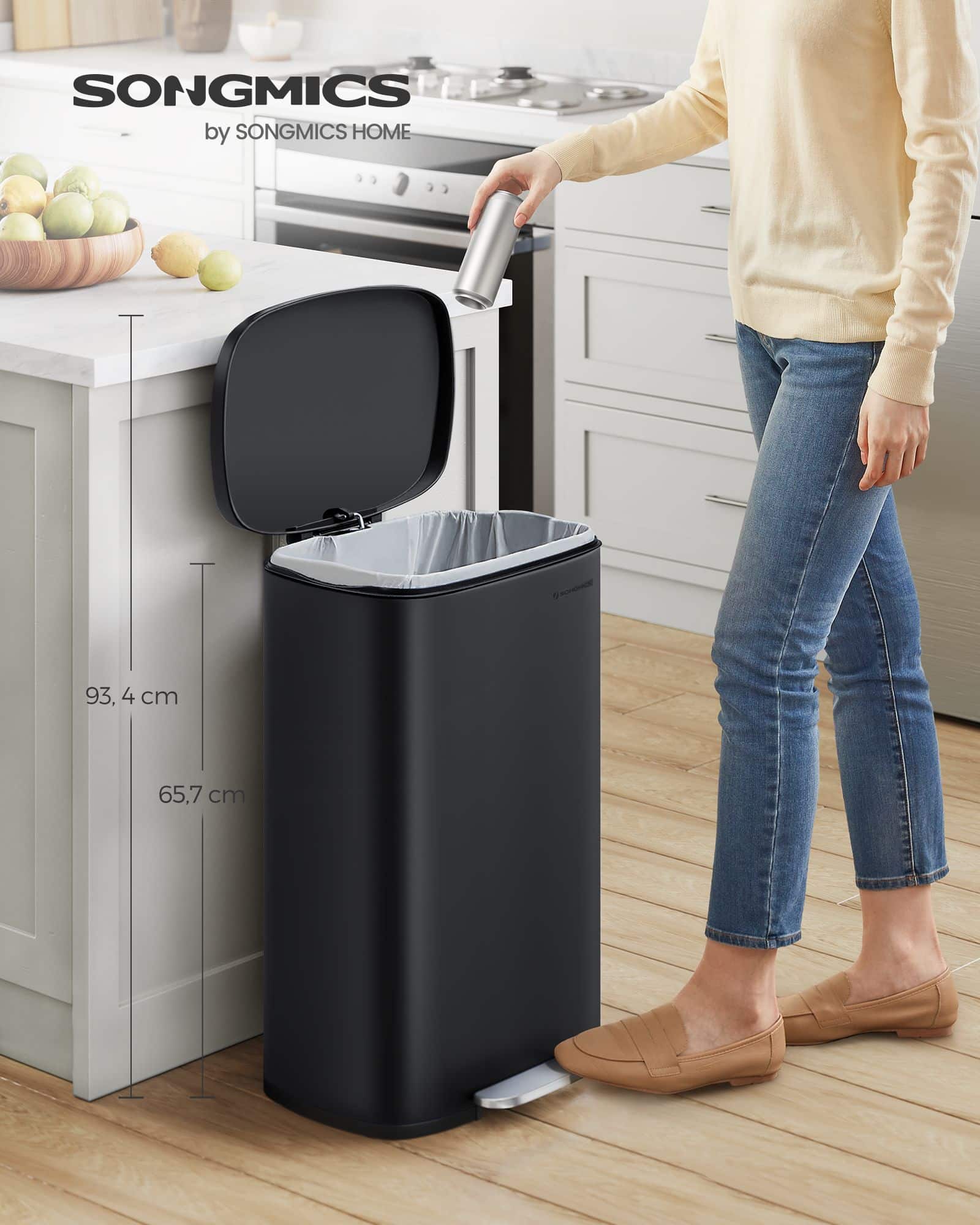 Mülleimer Küche Fußpedal Stahl schwarz-B34LTB050B02 Mülleimer Küche Fußpedal Stahl schwarz-B34LTB050B02