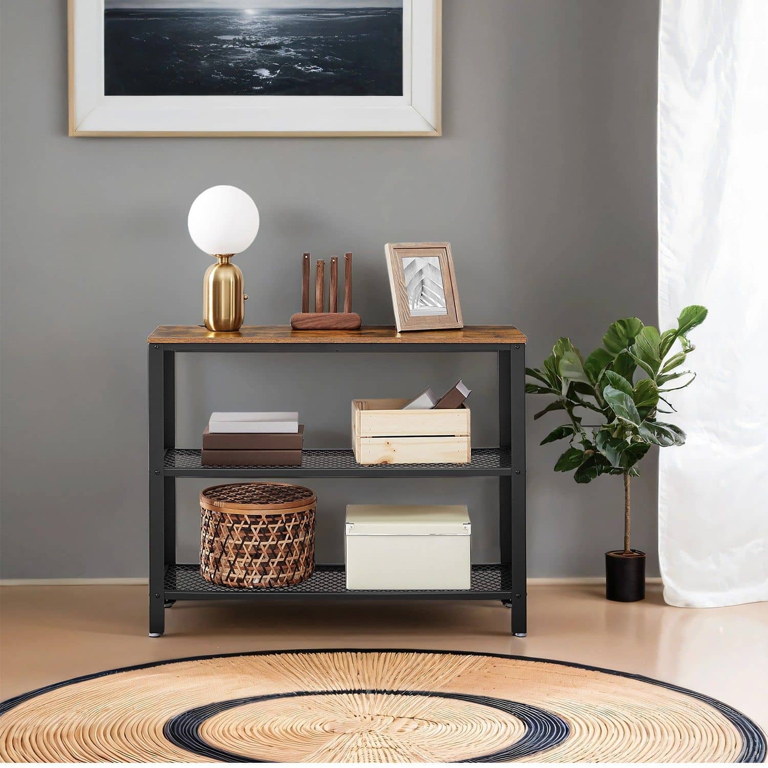 Industriestil Konsolentisch mit 3 Ebenen Industriestil Konsolentisch mit 3 Ebenen