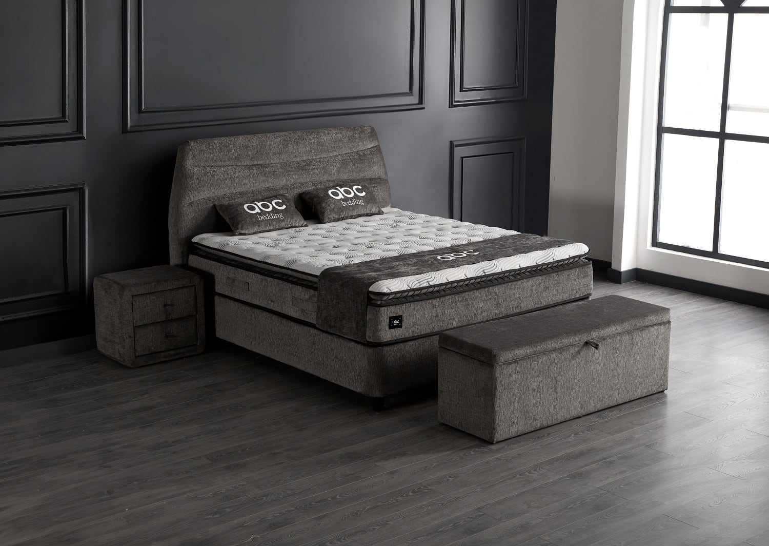 Boxspringbett Carlos in grau 140 x 200 - ABC Bedding Boxspringbett Carlos in grau 140 x 200 - ABC Bedding