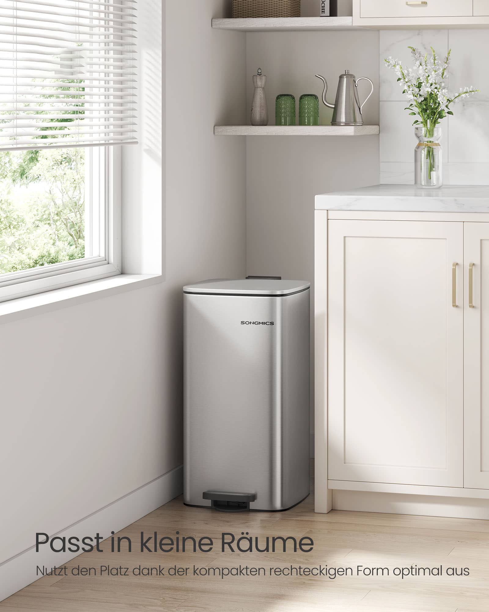 Mülleimer 30 Liter aus Stahl metallicsilber Mülleimer 30 Liter aus Stahl metallicsilber