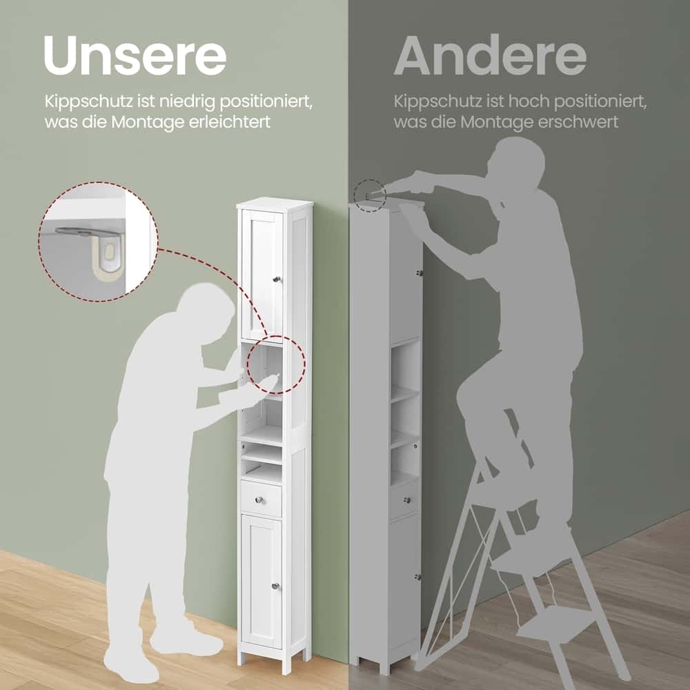 Hoher Badezimmerschrank, Schmaler Badschrank, Aufbewahrungsschrank Hoher Badezimmerschrank, Schmaler Badschrank, Aufbewahrungsschrank