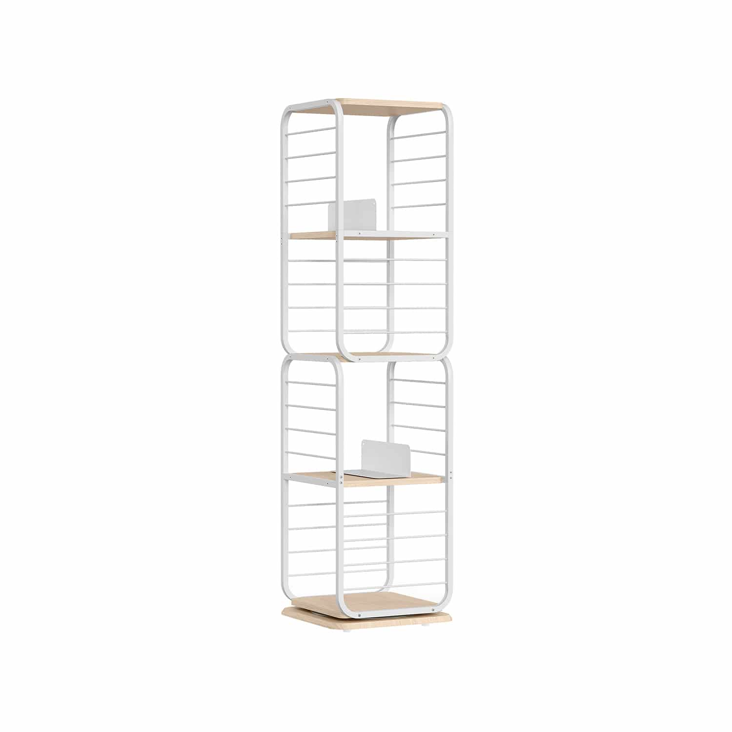 Bücherregal 4 Ebenen mit Buchstützen naturbeige-wolkenweiß