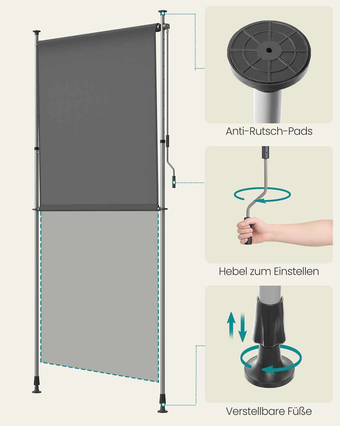 Senkrechtmarkise höhenverstellbar 150 x (220-300) cm anthrazitgrau Senkrechtmarkise höhenverstellbar 150 x (220-300) cm anthrazitgrau