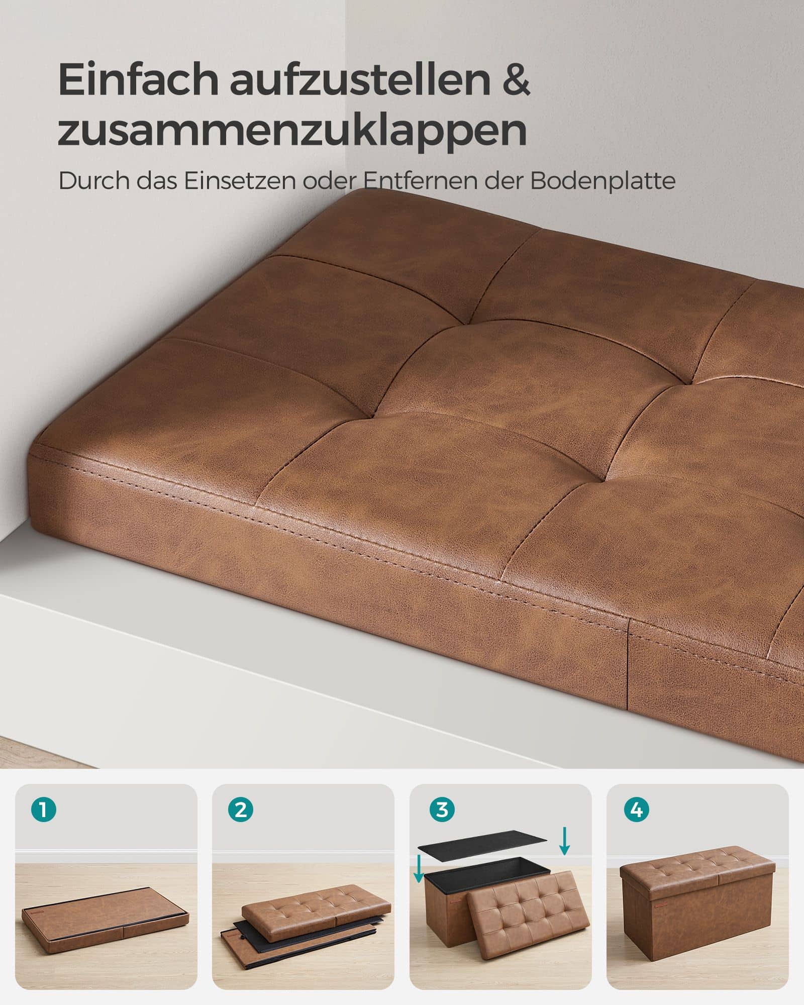 Sitzbank faltbar 89 Liter 38 x 76 x 38 cm kaffeebraun Sitzbank faltbar 89 Liter 38 x 76 x 38 cm kaffeebraun