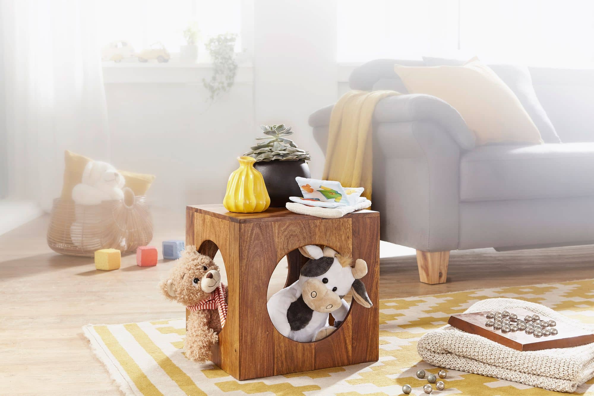 Beistelltisch MUMBAI Sheesham Massivholz 35x35x35 cm Cube Wohnzimmertisch Beistelltisch MUMBAI Sheesham Massivholz 35x35x35 cm Cube Wohnzimmertisch