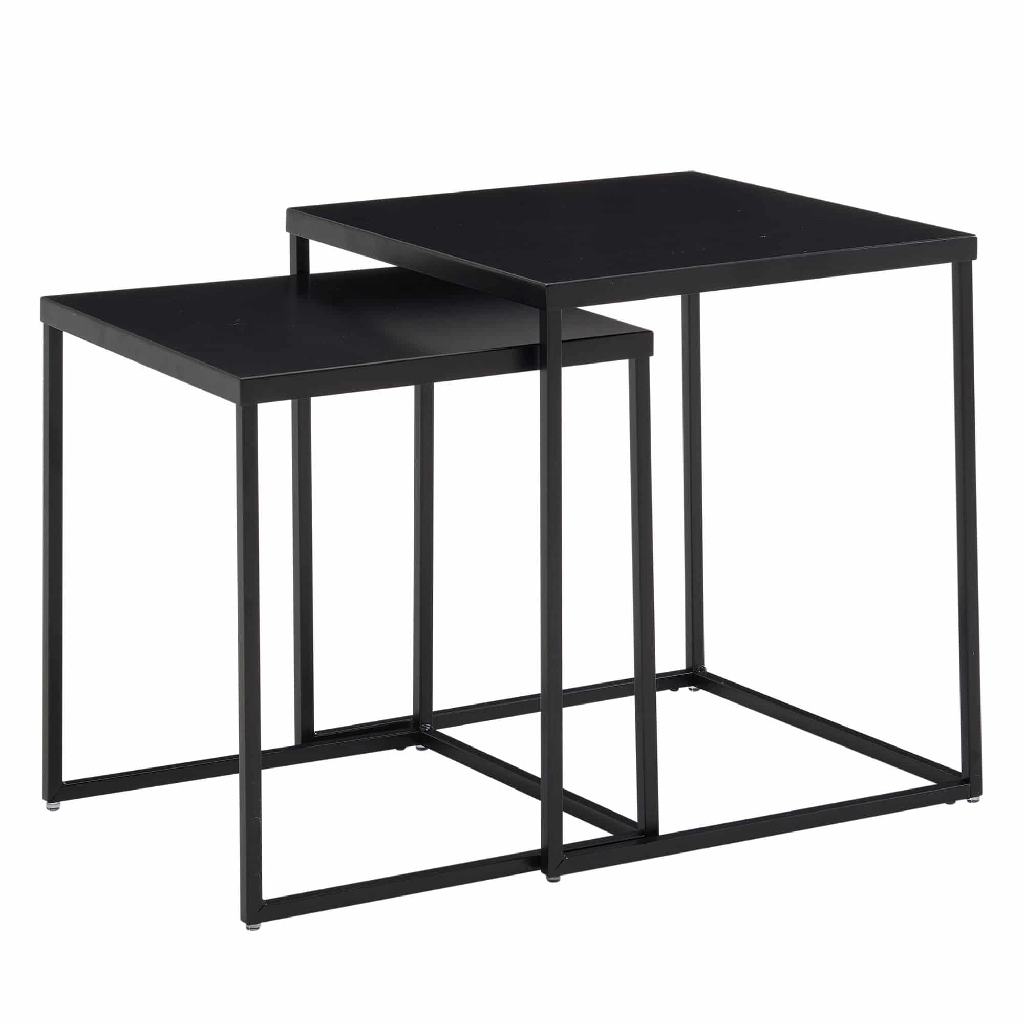 Wohnzimmertisch 2er Set Metall Beistelltisch Eckig Schwarz Wohnzimmertisch 2er Set Metall Beistelltisch Eckig Schwarz