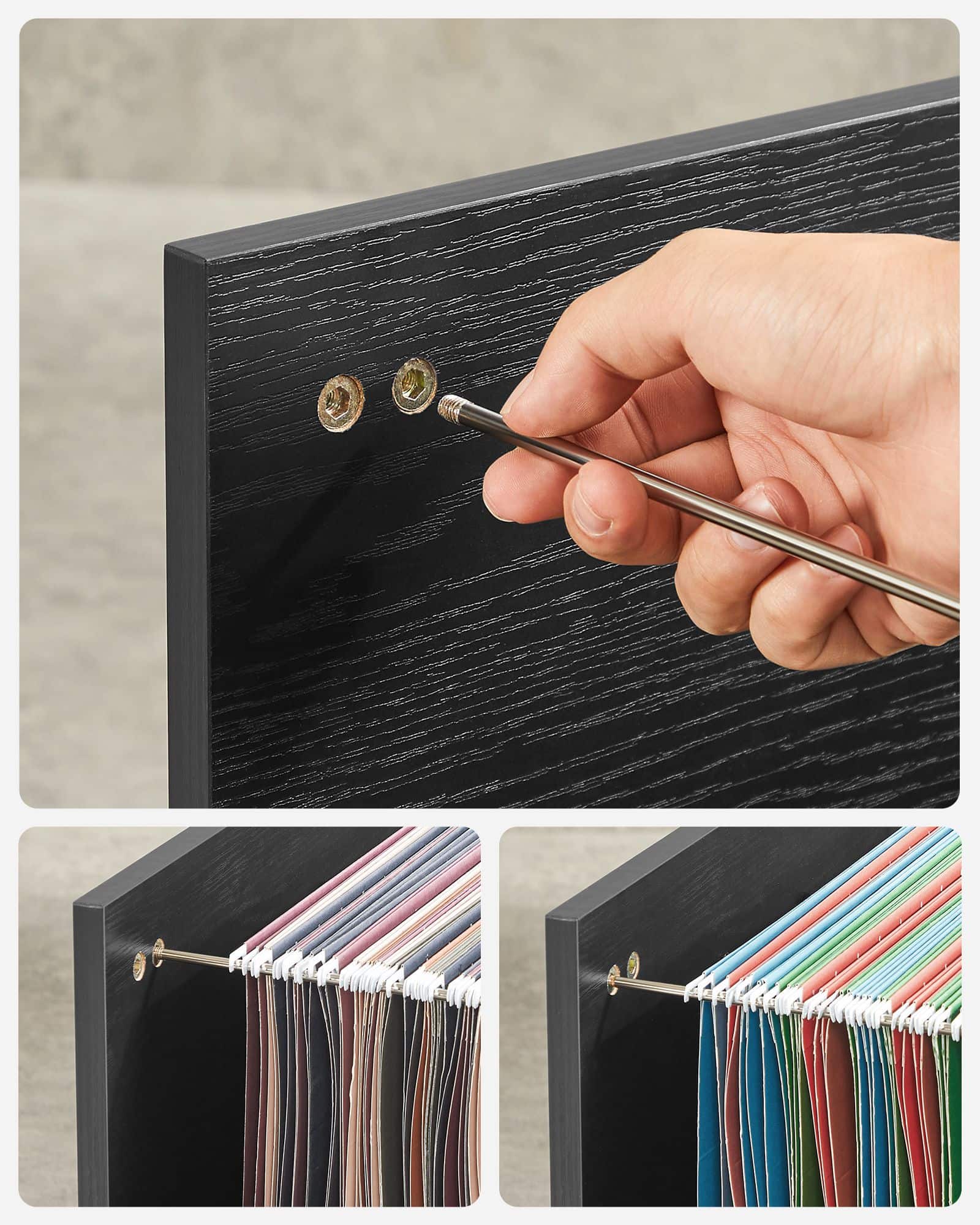 Rollcontainer mit 3 Schubladen und Rollen schwarz-OFC041B56 Rollcontainer mit 3 Schubladen und Rollen schwarz-OFC041B56