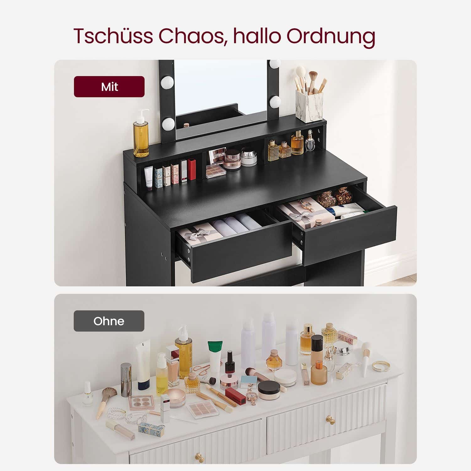 Schminktisch mit LED-Beleuchtung-B34RDT114T16 Schminktisch mit LED-Beleuchtung-B34RDT114T16