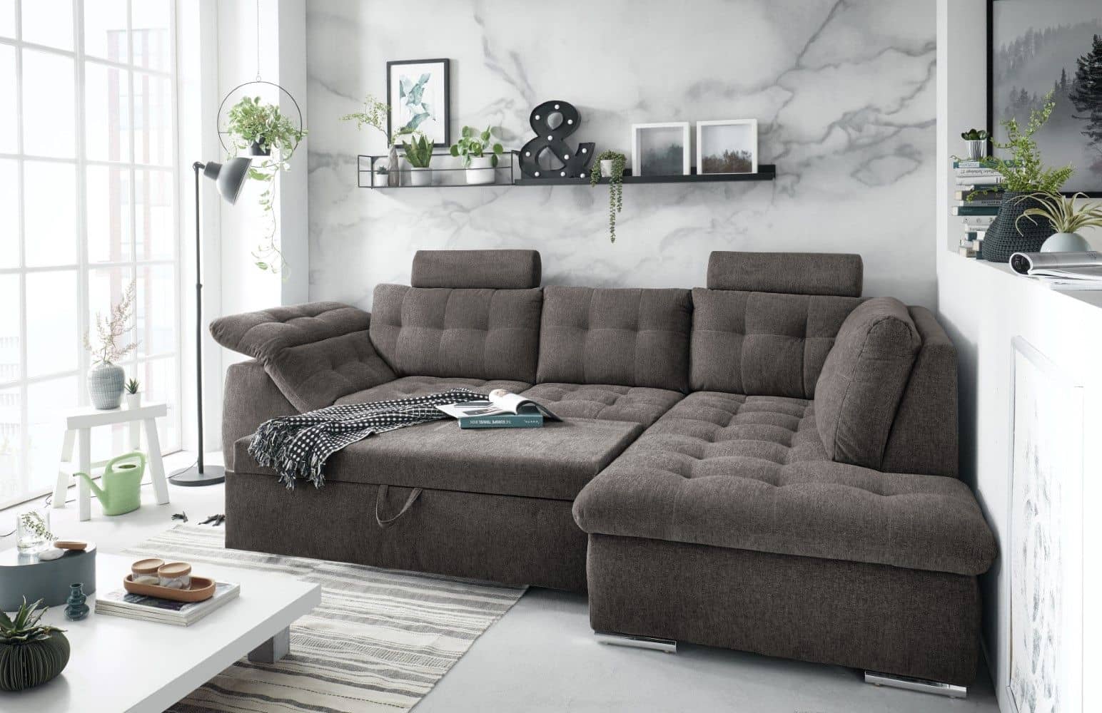 ED Exciting Design Ecksofa Oman mit Schlaffunktion & Bettkasten
