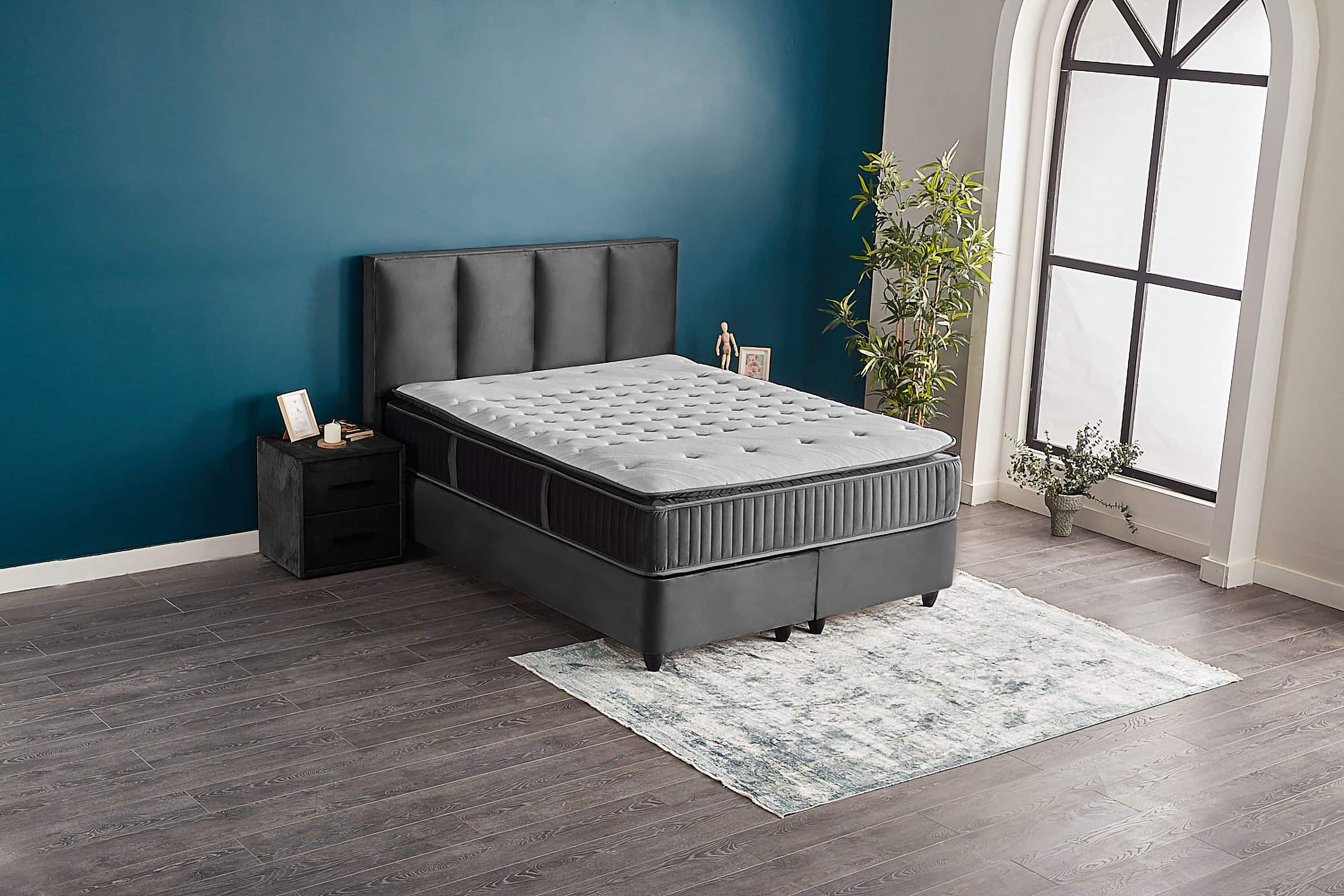 Boxspringbett Nora Grau mit Bettkasten – ABC Bedding Boxspringbett Nora Grau mit Bettkasten – ABC Bedding