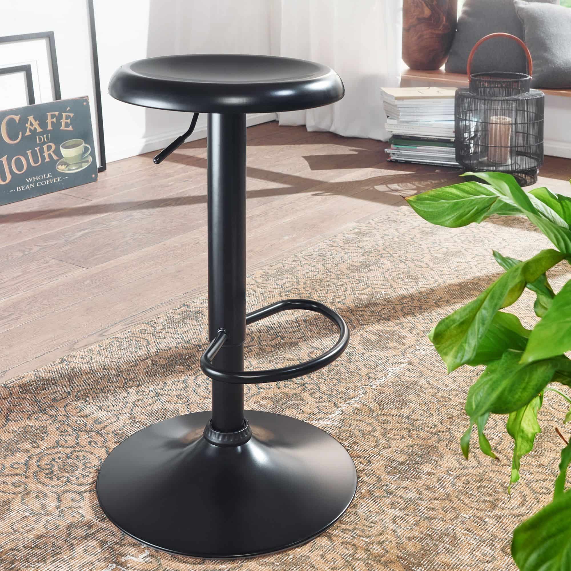 56592-WOHNLING-Barhocker-Schwarz-Hocker-ohne-Lehne-Kuechenhocker-Metall-100kg-Design-Barstuhl-Tresenhocker-drehbar-Bistrohocker-WL6-193-WL6-193 Eleganter Design-Barhocker in Schwarz