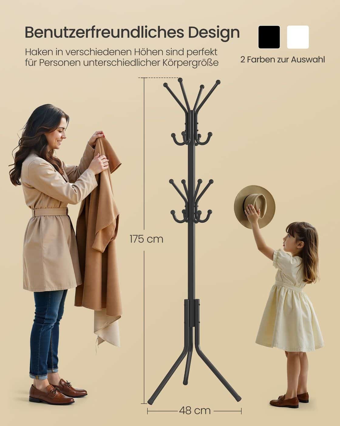 Metall Garderobenständer mit Haken für Kleidung und Accessoires tintenschwarz Metall Garderobenständer mit Haken für Kleidung und Accessoires tintenschwarz