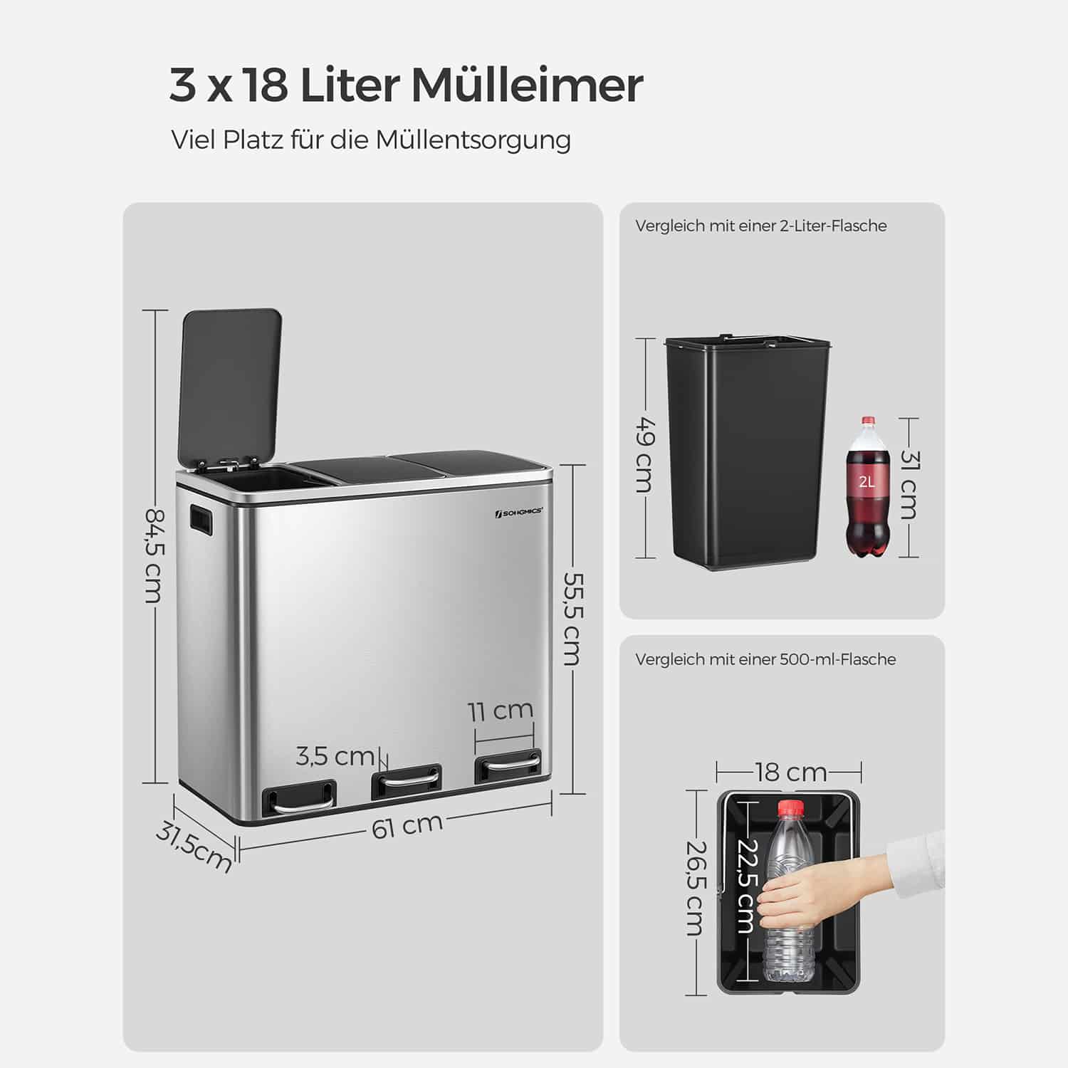 Mülleimer 54 Liter (3 x 18 L)-B34LTB54NL Mülleimer 54 Liter (3 x 18 L)-B34LTB54NL