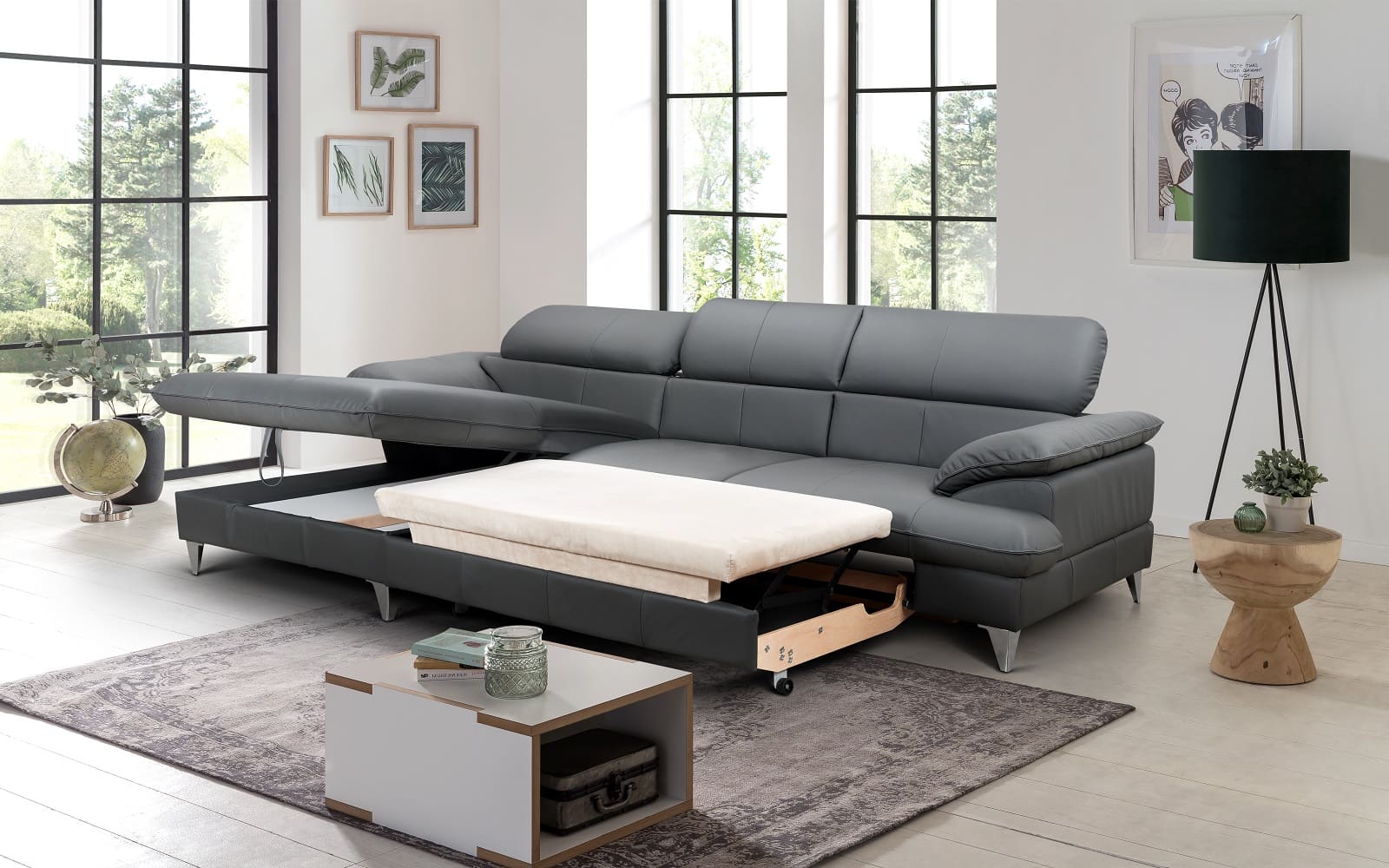 David Ecksofa Echtleder – Schlafsofa mit Bettkasten David Ecksofa Echtleder – Schlafsofa mit Bettkasten