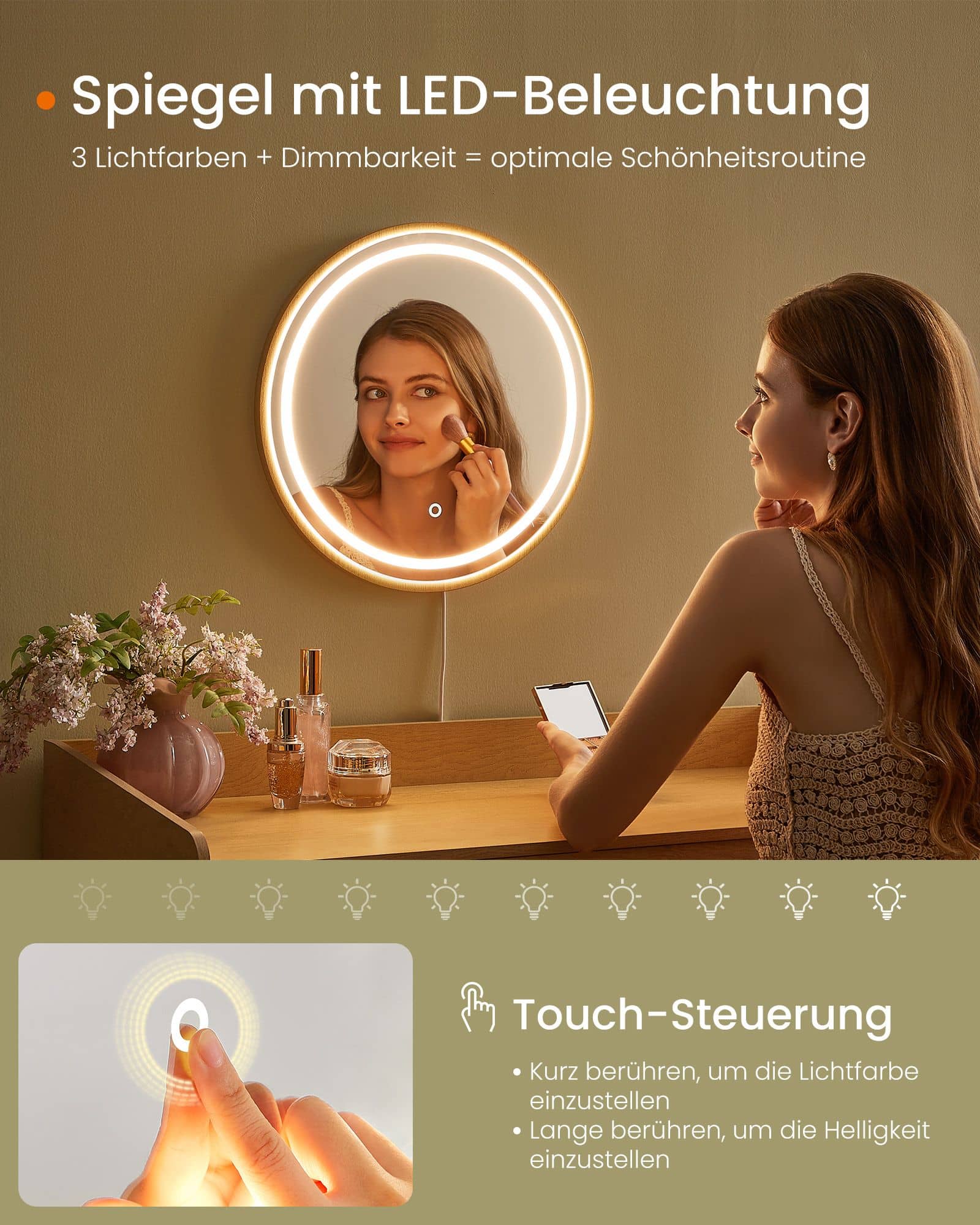 Schminktisch mit Spiegel und Schubladen Boho-Stil Schminktisch mit Spiegel und Schubladen Boho-Stil