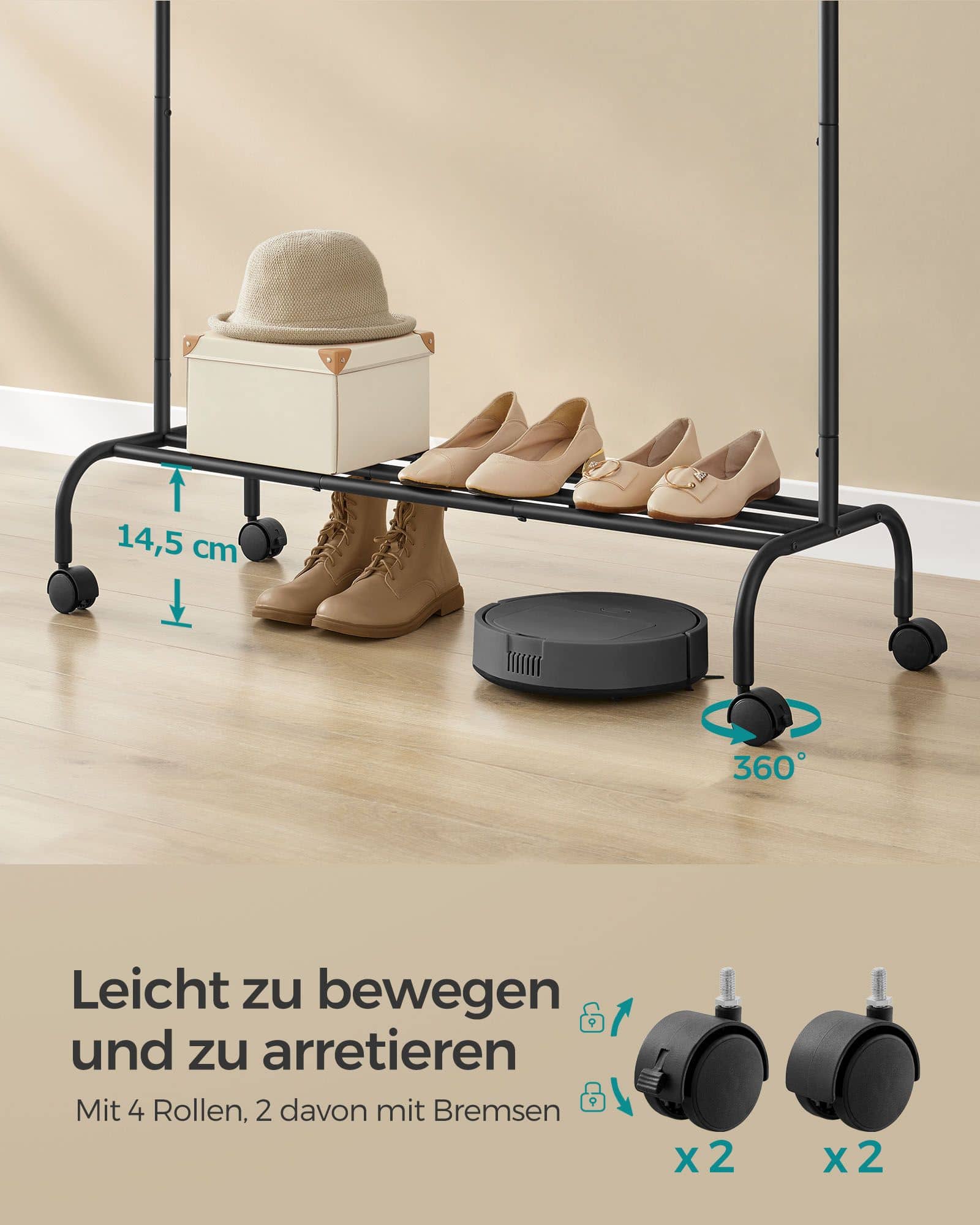 Kleiderständer auf Rollen 103,5 cm breit tintenschwarz Kleiderständer auf Rollen 103,5 cm breit tintenschwarz