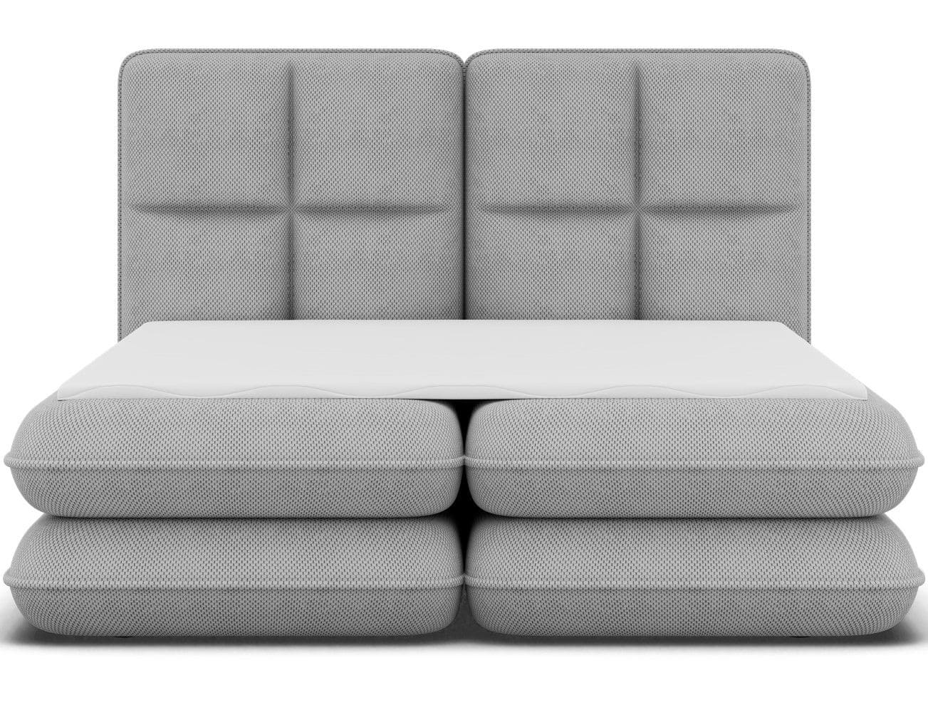 Boxspringbett Tonila Calmora Mikrofaser Grau mit Bettkasten | Topper 