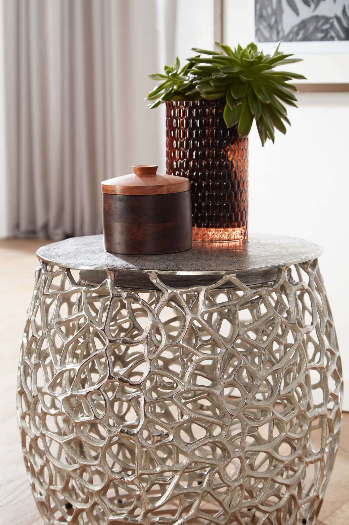 74377-Wohnling-Beistelltisch-2er-Set-silber-WL6-655 Beistelltisch 2er Set Aluminium Silber Design Satztisch Metall Rund