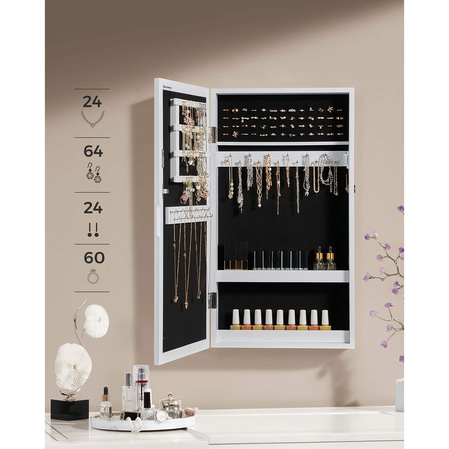 Stilvoller Schmuckschrank hängend-B34JBC51W Stilvoller Schmuckschrank hängend-B34JBC51W