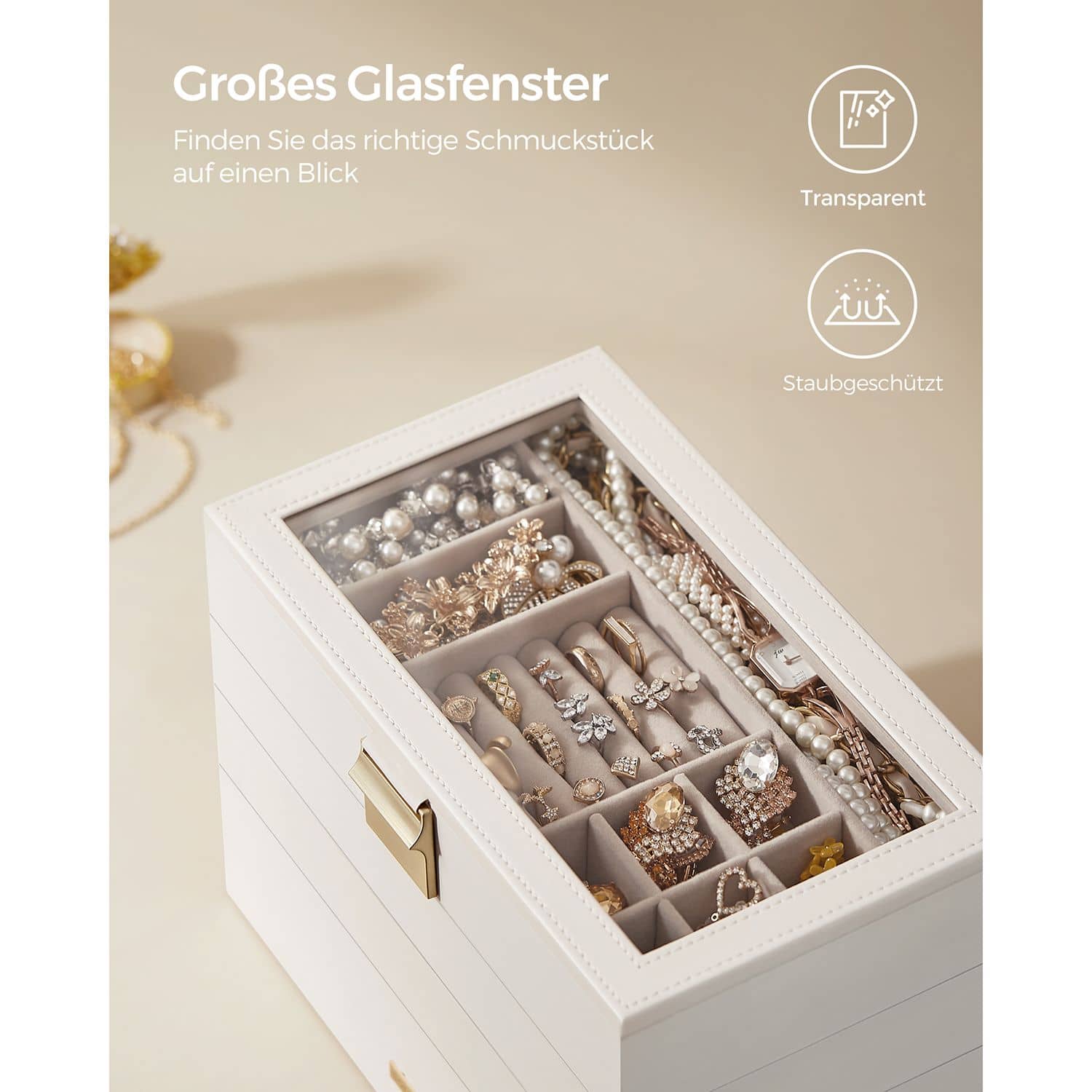 Stapelbares Schmuckkästchen 4 Ebenen-B34JBC164W01 Stapelbares Schmuckkästchen 4 Ebenen-B34JBC164W01