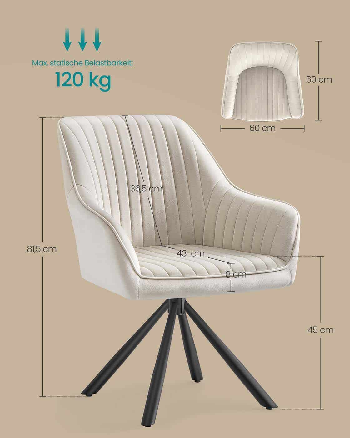 Esszimmerstuhl mit Armlehnen Cremeweiß Esszimmerstuhl mit Armlehnen Cremeweiß