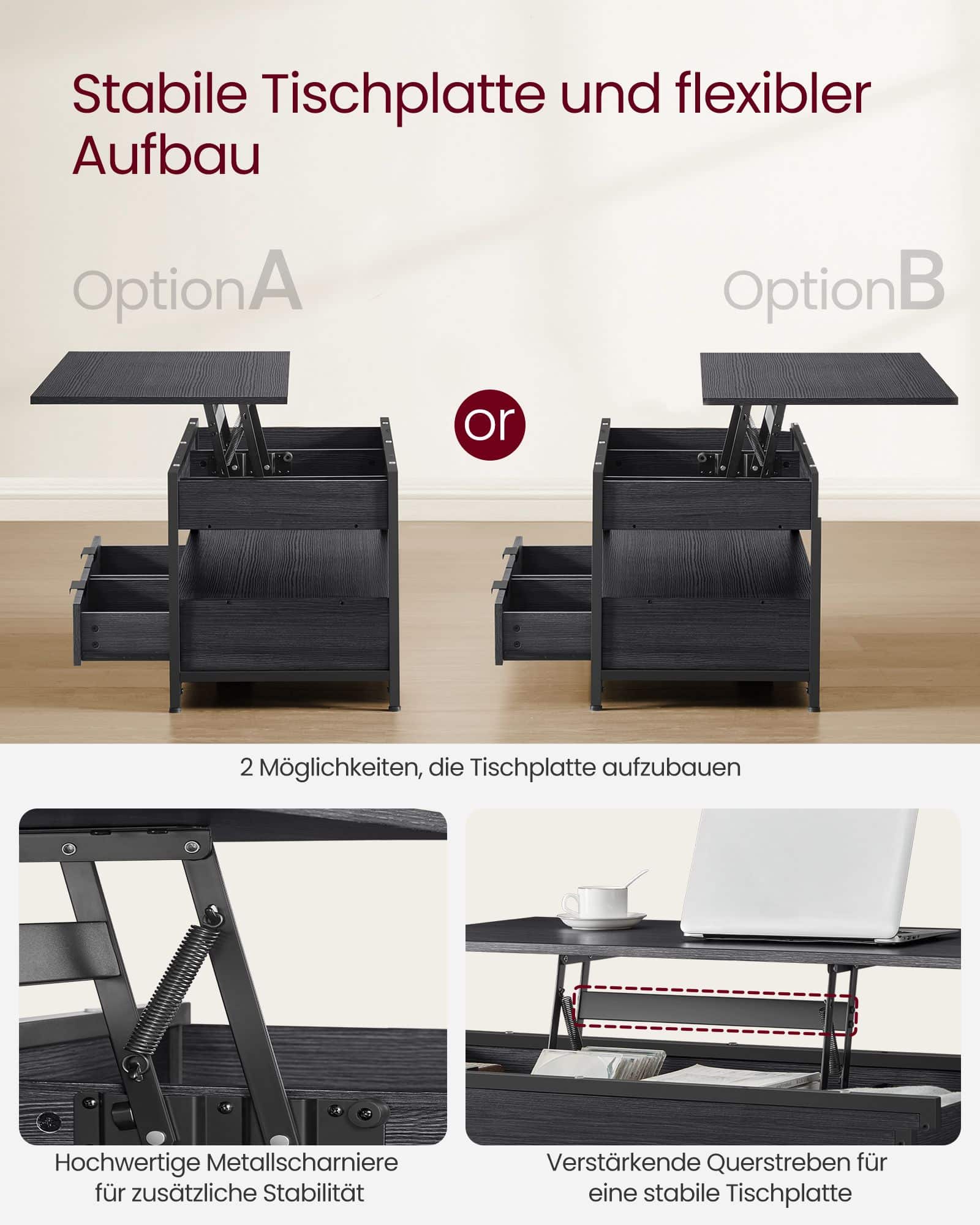 Kaffeetisch offenes Fach anthrazitgrau-tintenschwarz Kaffeetisch offenes Fach anthrazitgrau-tintenschwarz