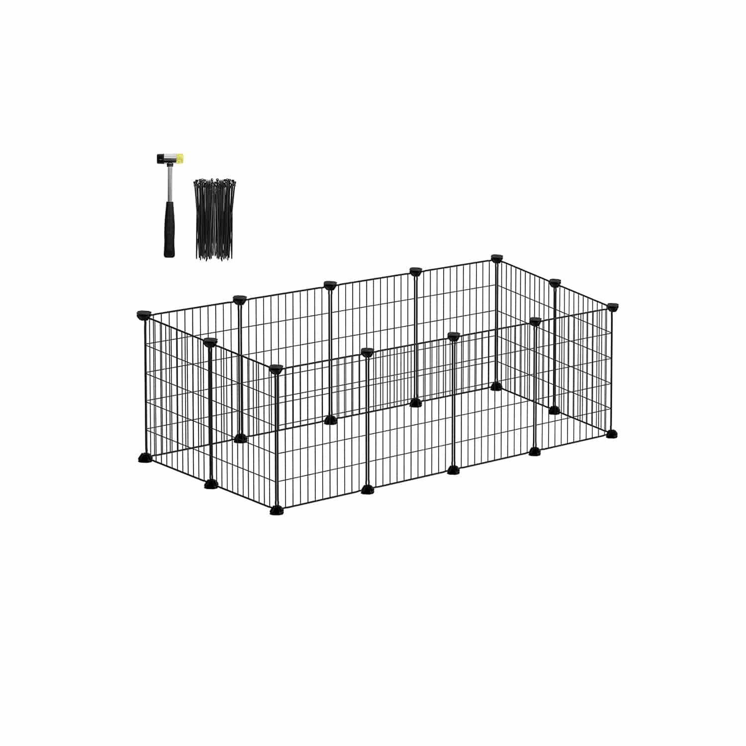 DIY-Kleintiergehege aus Metall 123 x 63 x 41 cm schwarz-LPI001B01 DIY-Kleintiergehege aus Metall 123 x 63 x 41 cm schwarz-LPI001B01