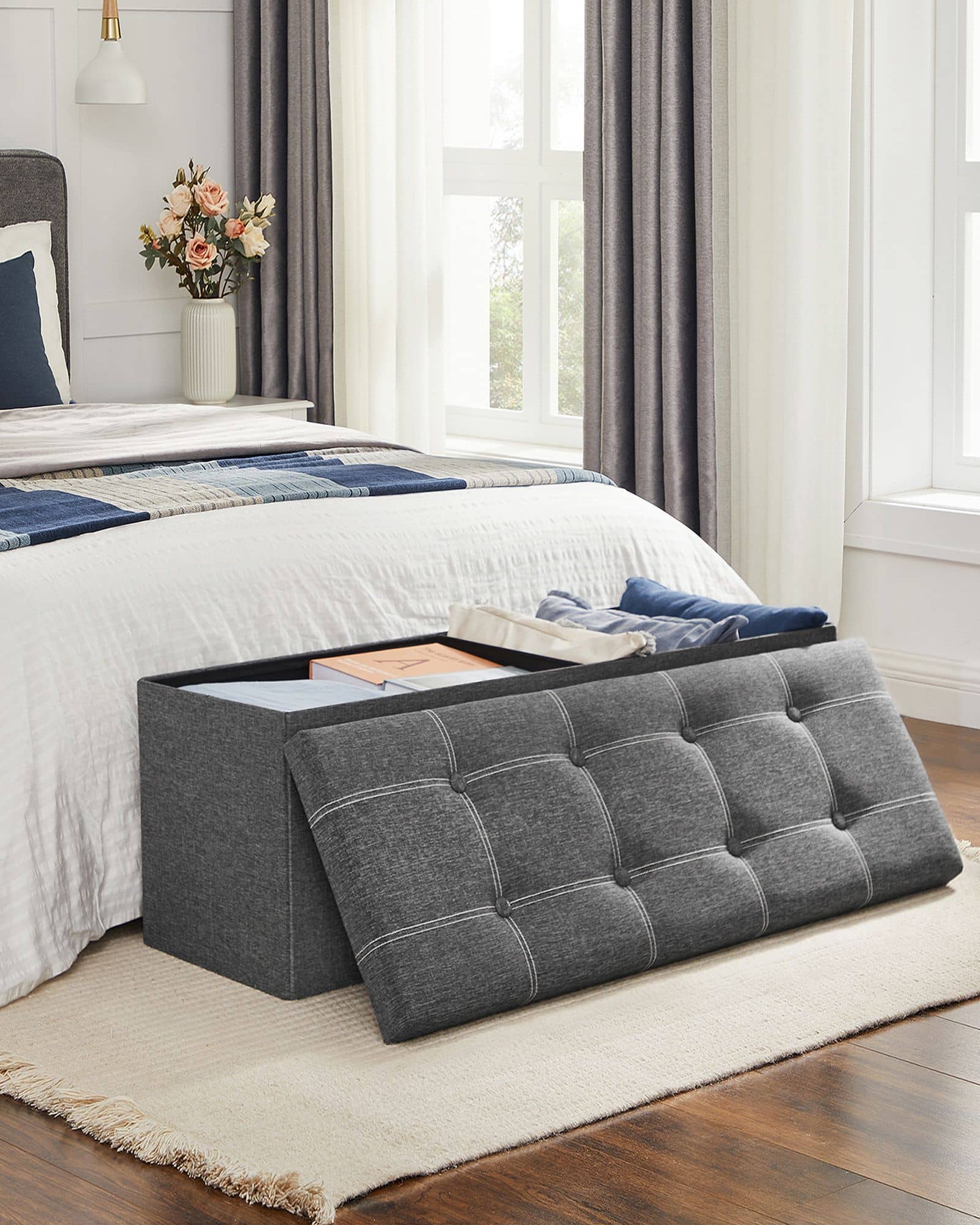 Sitzbank mit Stauraum für Schlafzimmer dunkelgrau-B34LSF077G04 Sitzbank mit Stauraum für Schlafzimmer dunkelgrau-B34LSF077G04