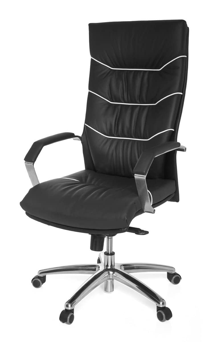 22823-003LBfDUUWppxVdk Bürostuhl Echt-Leder schwarz Schreibtischstuhl
