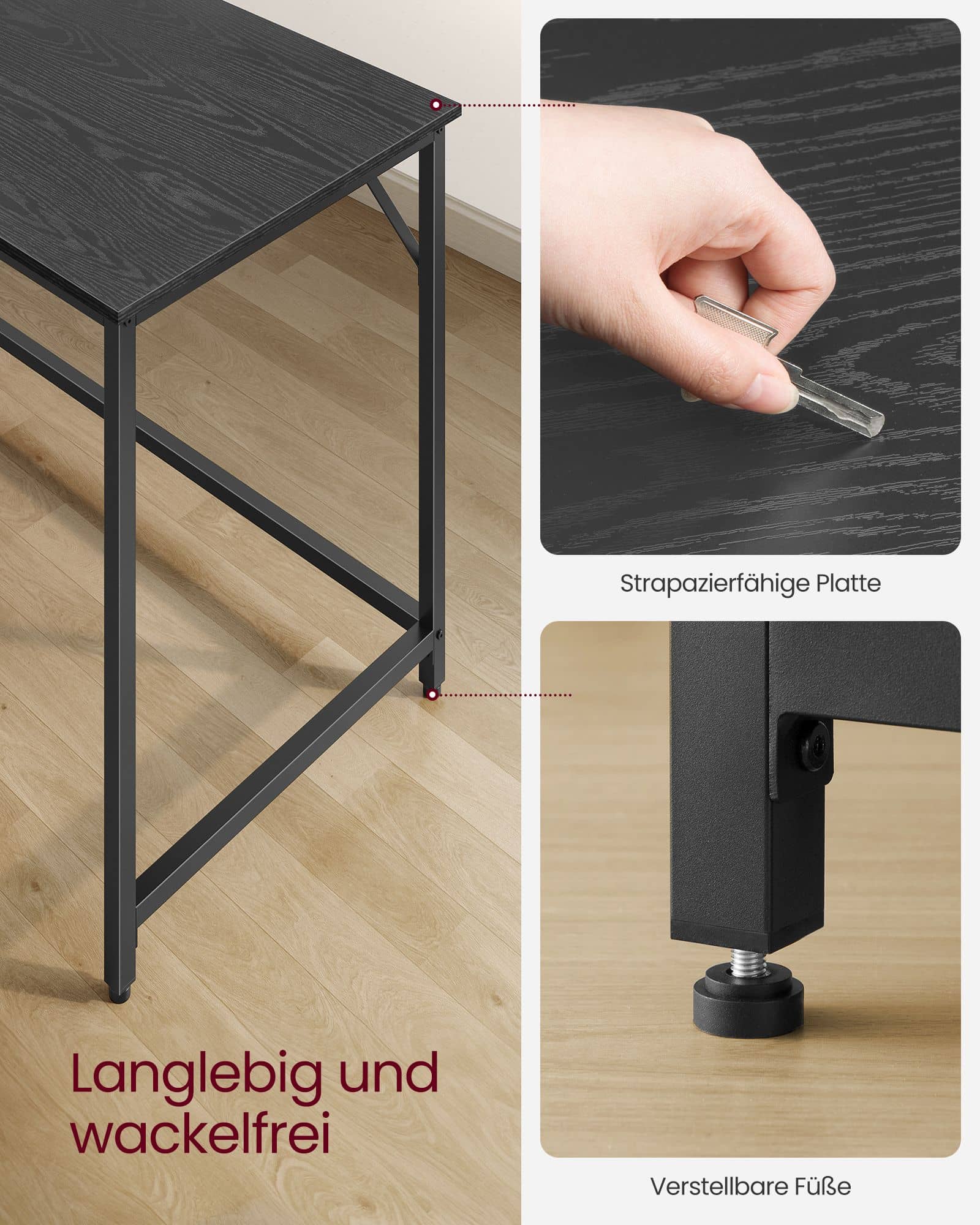 Schreibtisch mit Metallgestell 60 x 140 x 76 cm