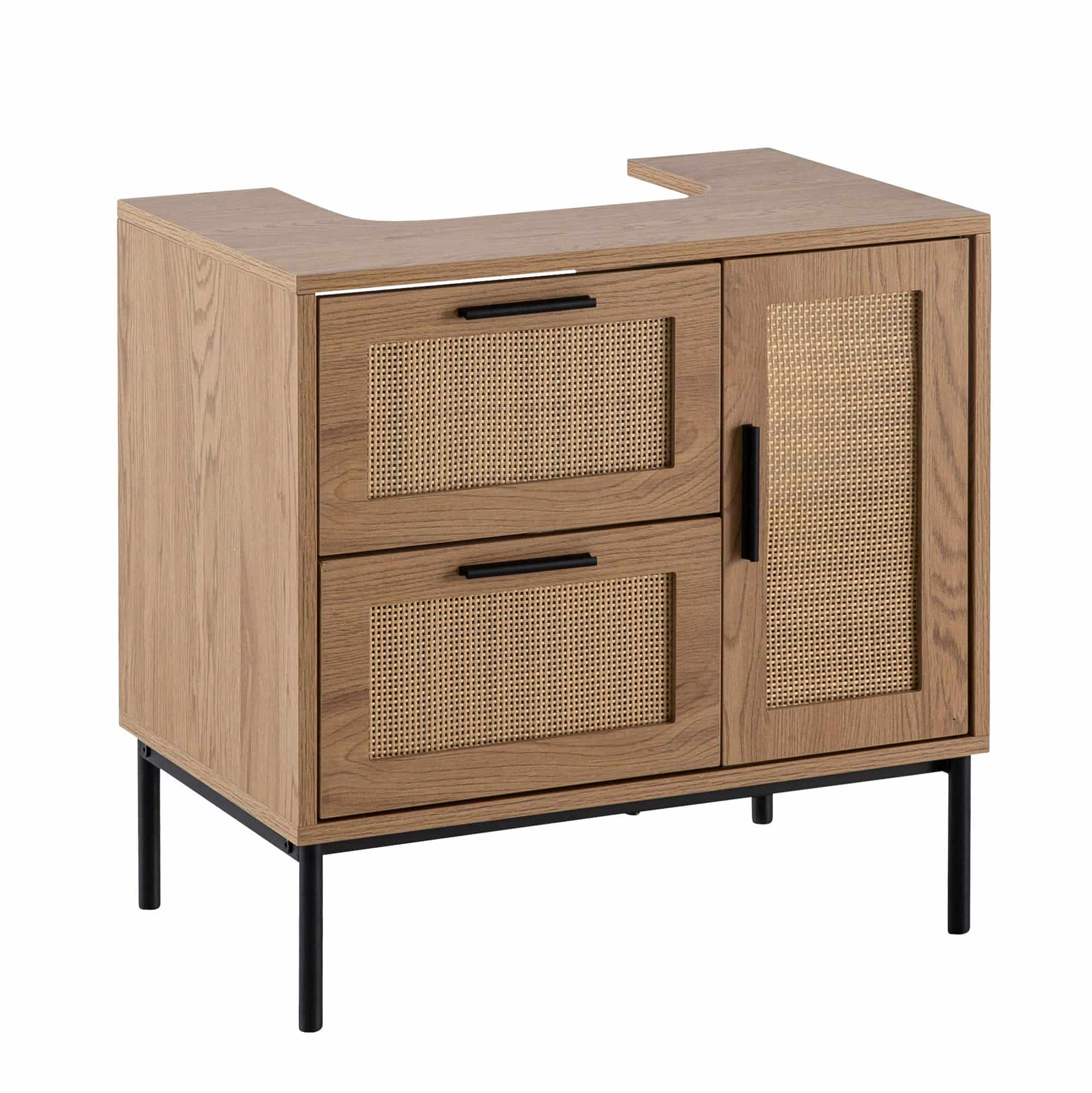Waschbeckenunterschrank Eiche-Optik 60x60x40 cm mit Tür und Schubladen Waschbeckenunterschrank Eiche-Optik 60x60x40 cm mit Tür und Schubladen