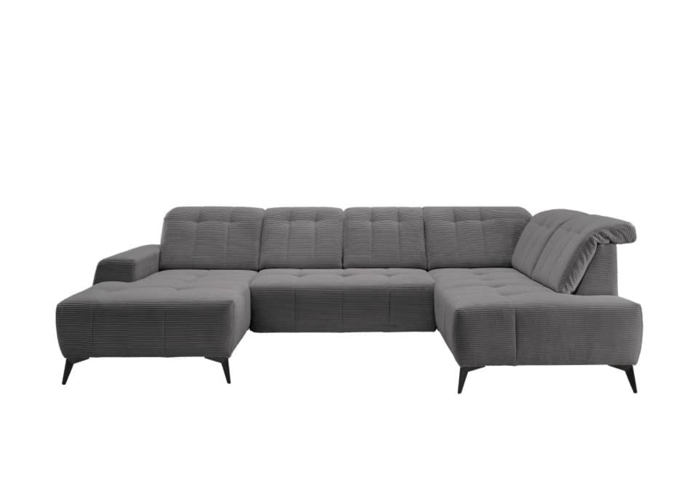 Cord Wohnlandschaft grau mit Elektrofunktion: Sano Cord Wohnlandschaft grau mit Elektrofunktion: Sano