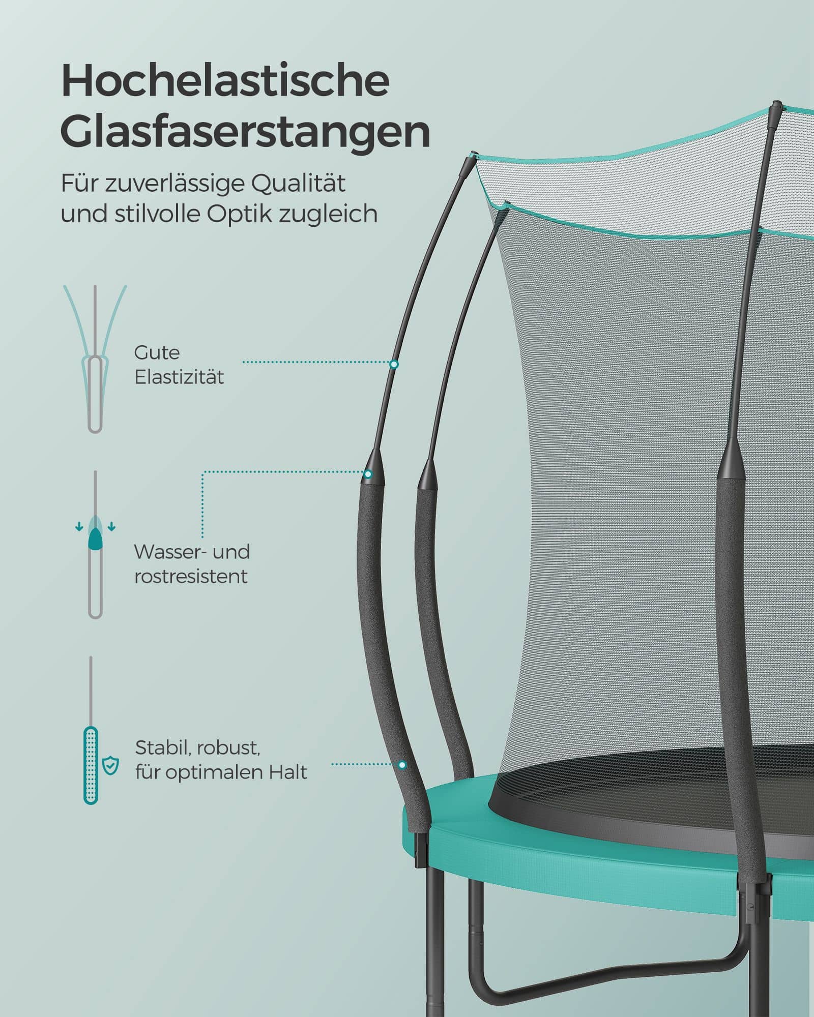 Trampolin Ø 366 cm mit Reißverschluss seeblau Trampolin Ø 366 cm mit Reißverschluss seeblau
