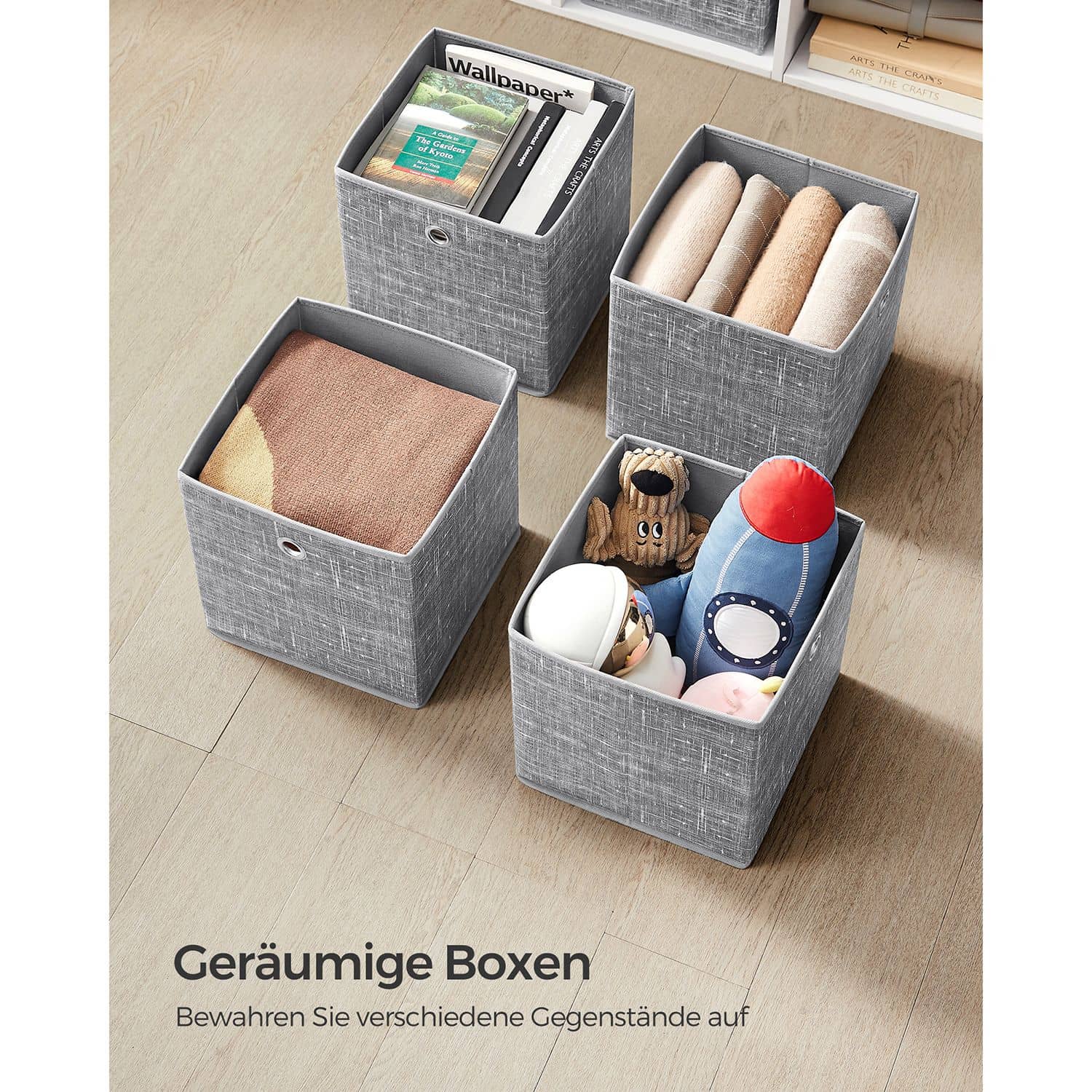 Aufbewahrungsbox 26cm 6er-Set grau meliert
