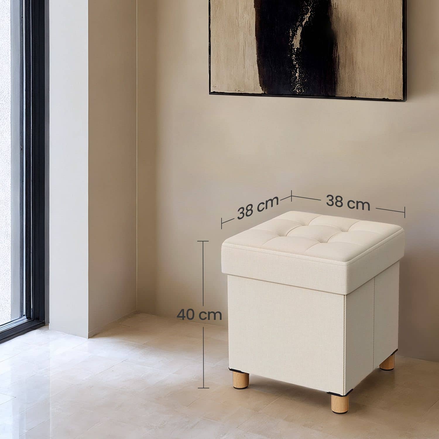 Sitzhocker mit Stauraum, kleine klappbare Sitzbank, 38 x 38 x 40 cm Sitzhocker mit Stauraum, kleine klappbare Sitzbank, 38 x 38 x 40 cm