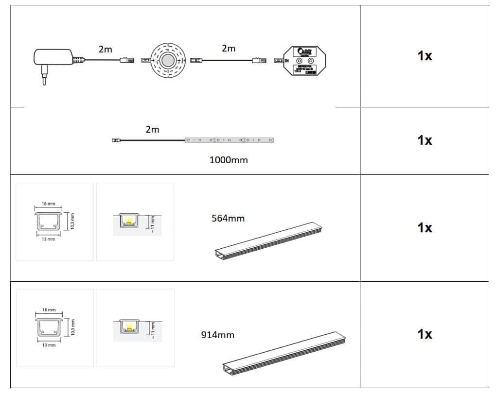 Beleuchtung Lichtprofil 2er 60/95 Kalt Weiß Beleuchtung Lichtprofil 2er 60/95 Kalt Weiß