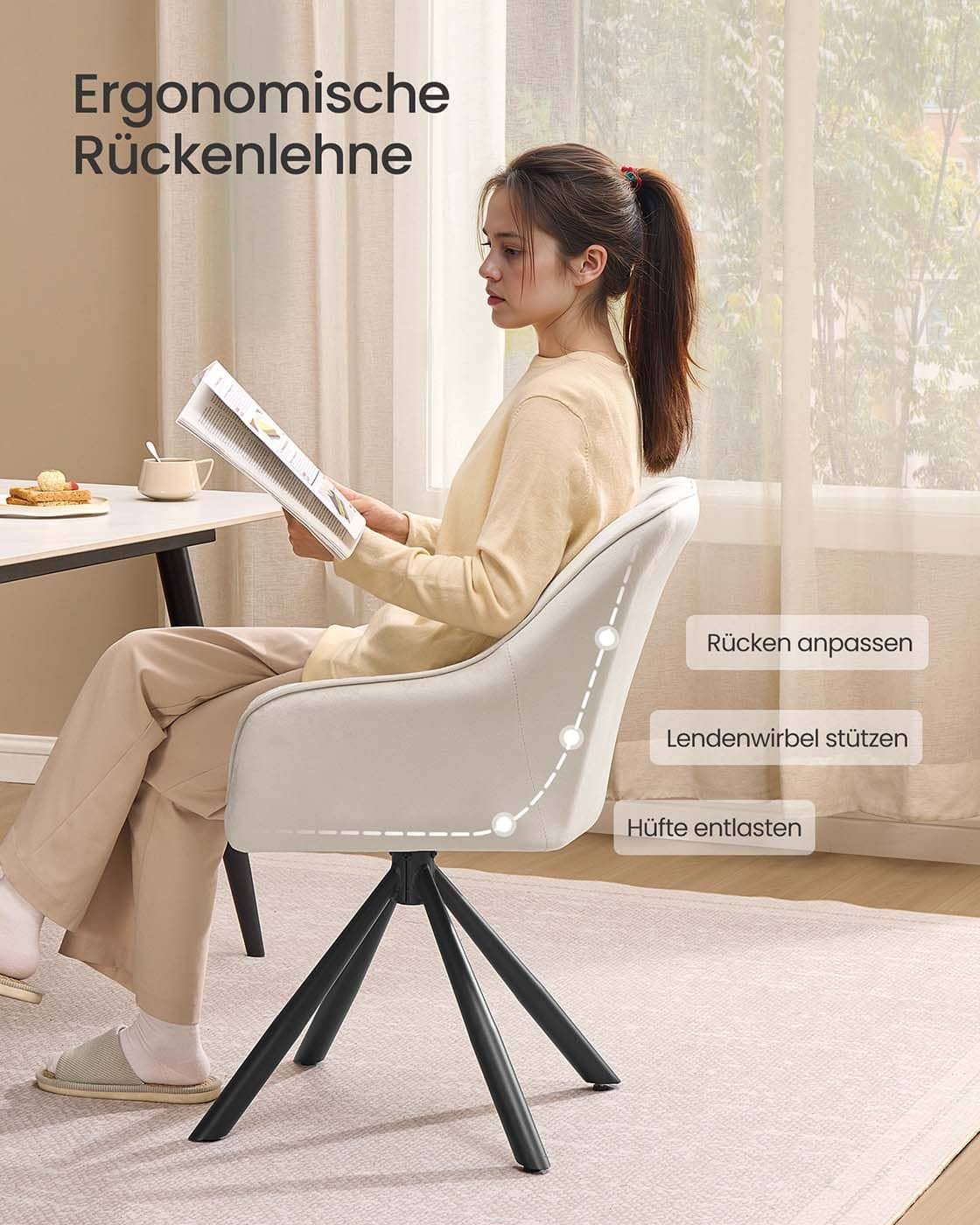 Esszimmerstuhl mit Armlehnen Cremeweiß