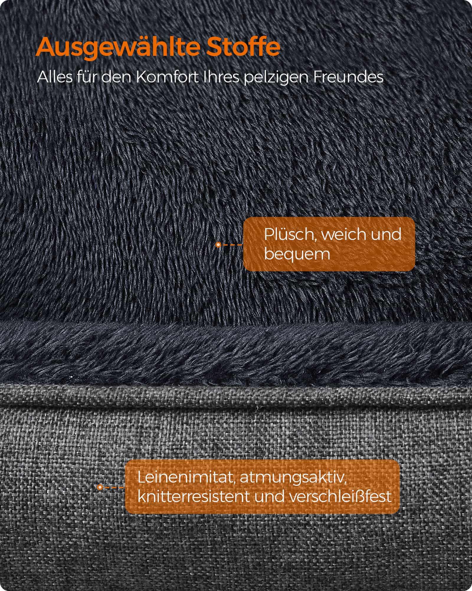 Hundebett mit abnehmbarem und waschbarem Bezug dunkelgrau-PGW009G01 Hundebett mit abnehmbarem und waschbarem Bezug dunkelgrau-PGW009G01