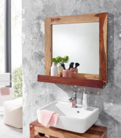 Badezimmerspiegel Sheesham Massivholz 70x68x17 cm Design Wandspiegel