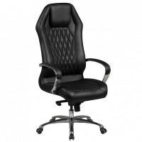 Bürostuhl MONTEREY Echt-Leder Schwarz Schreibtischstuhl 120KG Chefsessel hohe Rückenlehne mit Kopfstütze X-XL