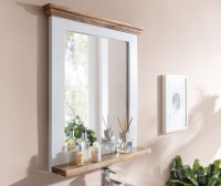 Badezimmerspiegel Mango Massivholz Weiß 73x78x15 cm Design Wandspiegel
