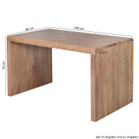 Schreibtisch BOHA Massiv-Holz Akazie Computertisch 140 cm breit Echtholz Design Ablage Büro-Tisch Landhaus-Stil