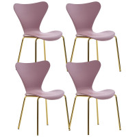 Design Esszimmerstuhl 4er Set Pink Kunststoff mit goldenen Metallbeinen