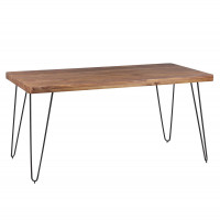 Esstisch BAGLI Massivholz Sheesham 160 cm Esszimmer-Tisch Holztisch Metallbeine Küchentisch Landhaus dunkel-braun