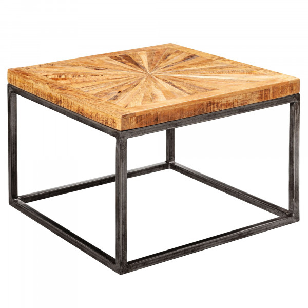 Couchtisch Mango Massivholz 55x40x55 cm Tisch mit Metallgestell