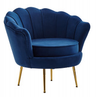 Sessel Tulpe Samt Blau 81 x 77 x 81 cm Design Relaxsessel ohne Hocker