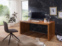 Schreibtisch BOHA Massiv-Holz Sheesham Computertisch 120 cm breit Echtholz Design Ablage Büro-Tisch Landhaus-Stil